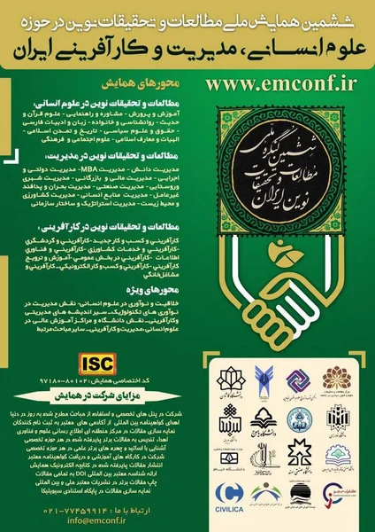 ششمین همایش ملی مطالعات و تحقیقات نوین در حوزه علوم انسانی، مدیریت و کارآفرینی ایران
