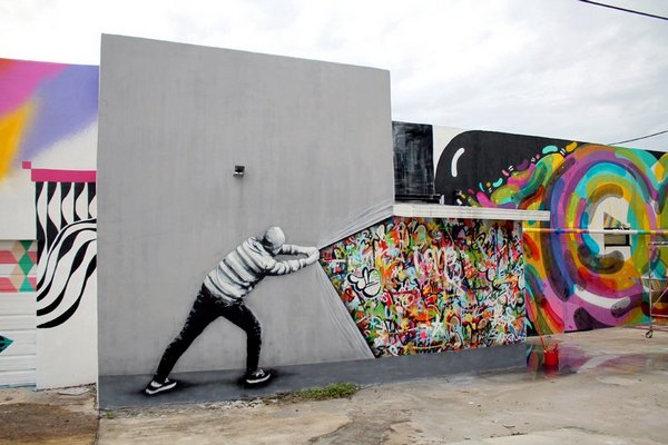 گرافیتی، شابلون دیواری، دیوارنگاری